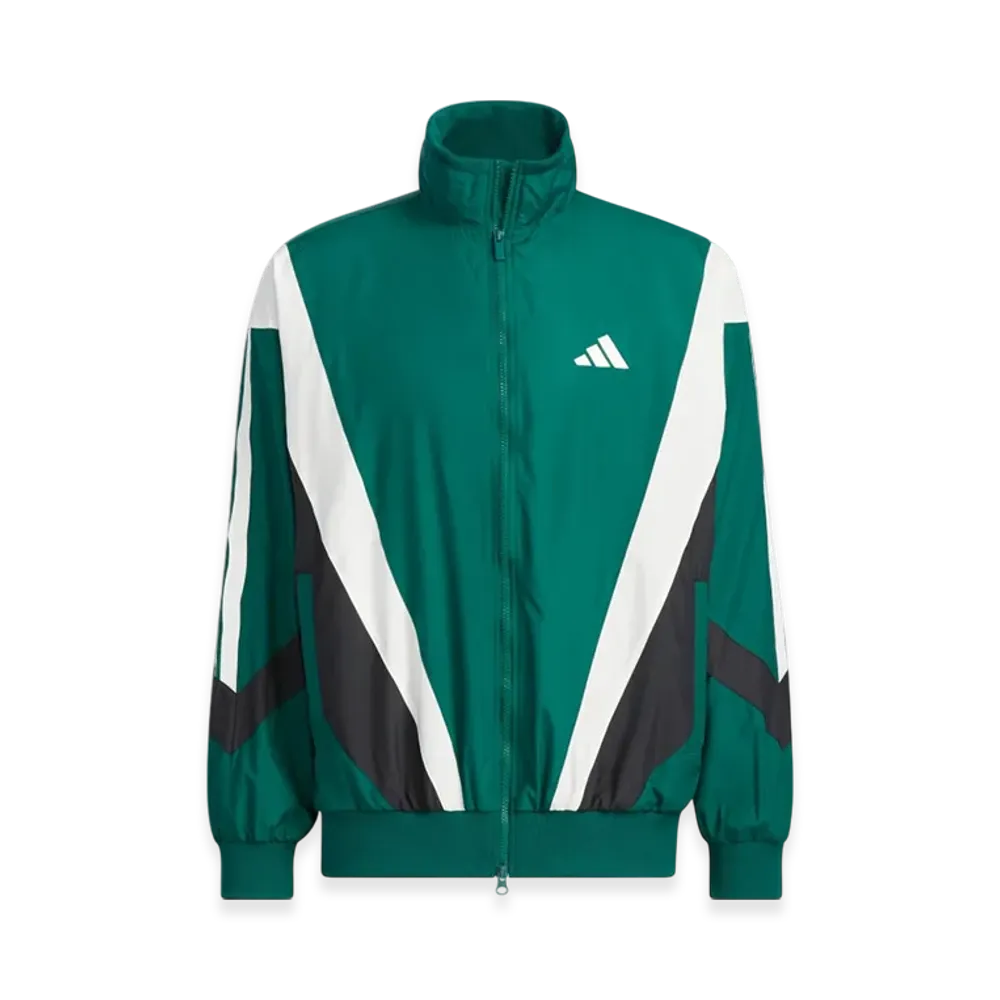 adidas Must Haves Loose Fit Mesh-Lined Windbreaker Jacket "Collegiate Green/Black/Core White"