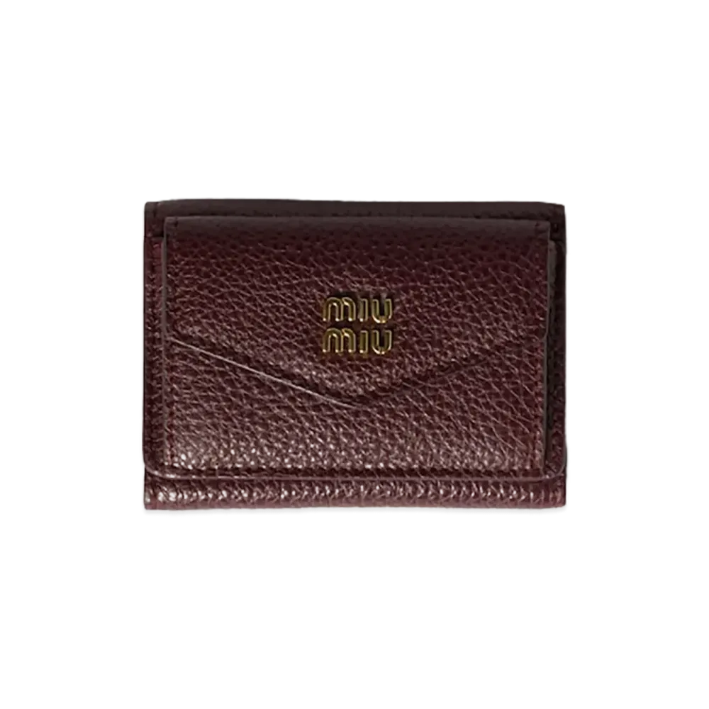 MIU MIU Vitello Daino Leather Wallet "Burgundy"