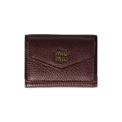 MIU MIU Vitello Daino Leather Wallet "Burgundy"