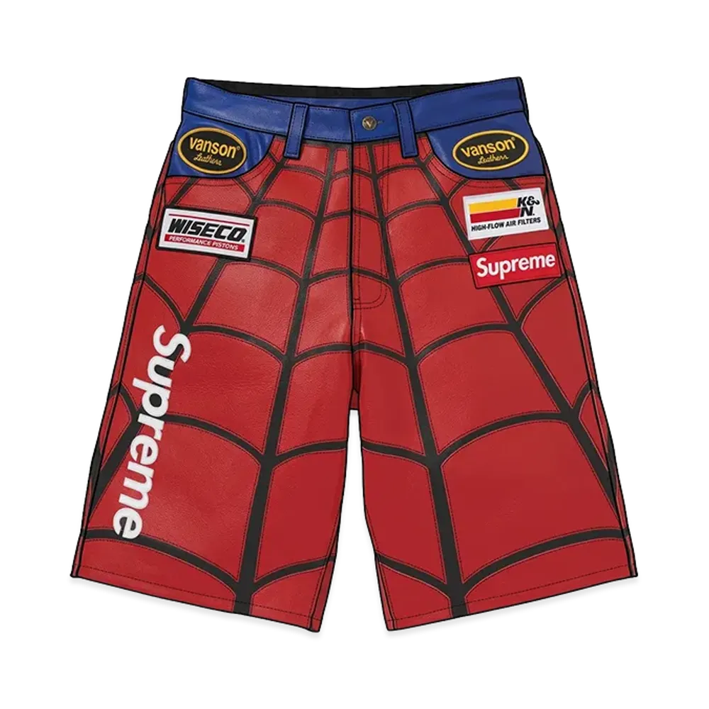 Supreme x Vanson Leathers Spider-Man Short "Red"
