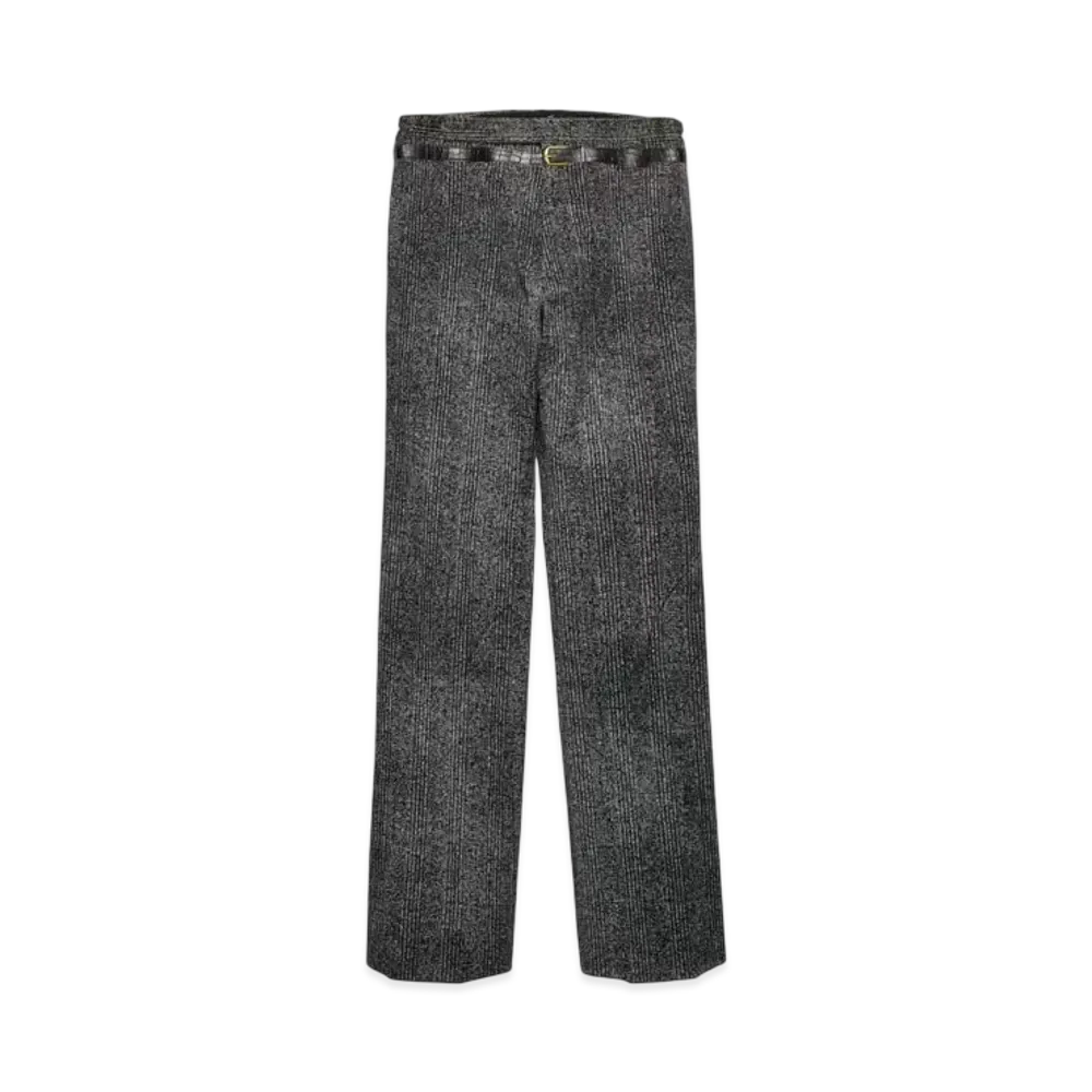 PRADA Men's Cotton Gabardine Pants with Printed Belt "Silver Gray"