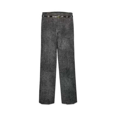 PRADA Men's Cotton Gabardine Pants with Printed Belt "Silver Gray"