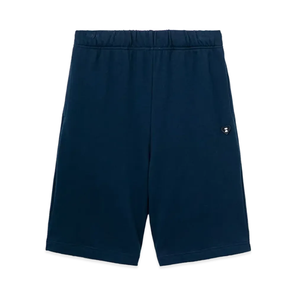A BATHING APE Women's Heart Badge Sweat Shorts "Navy"
