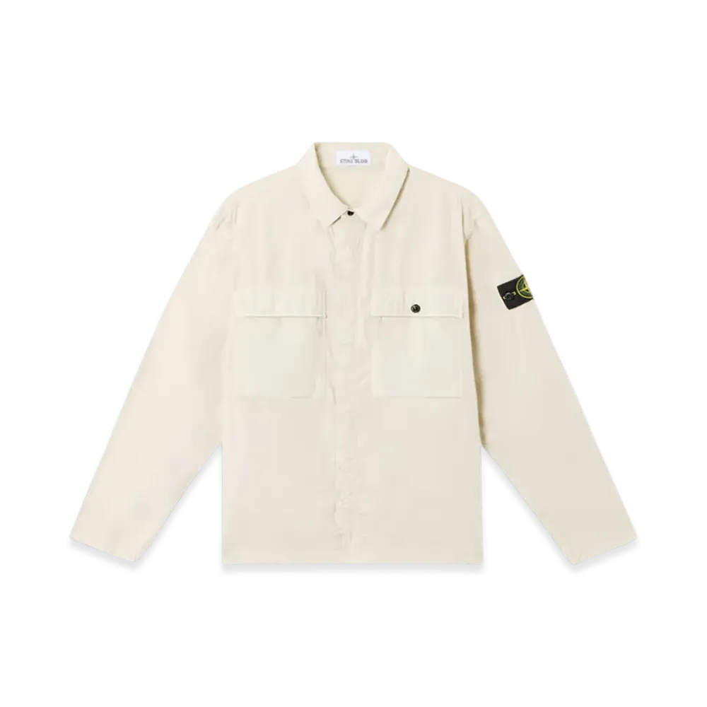 Stone Island 1200015 Stretch Cotton Tela Paracadute Comfort Fit Overshirt with Chest Pockets and Snap Fastening - 25SS "Sand"