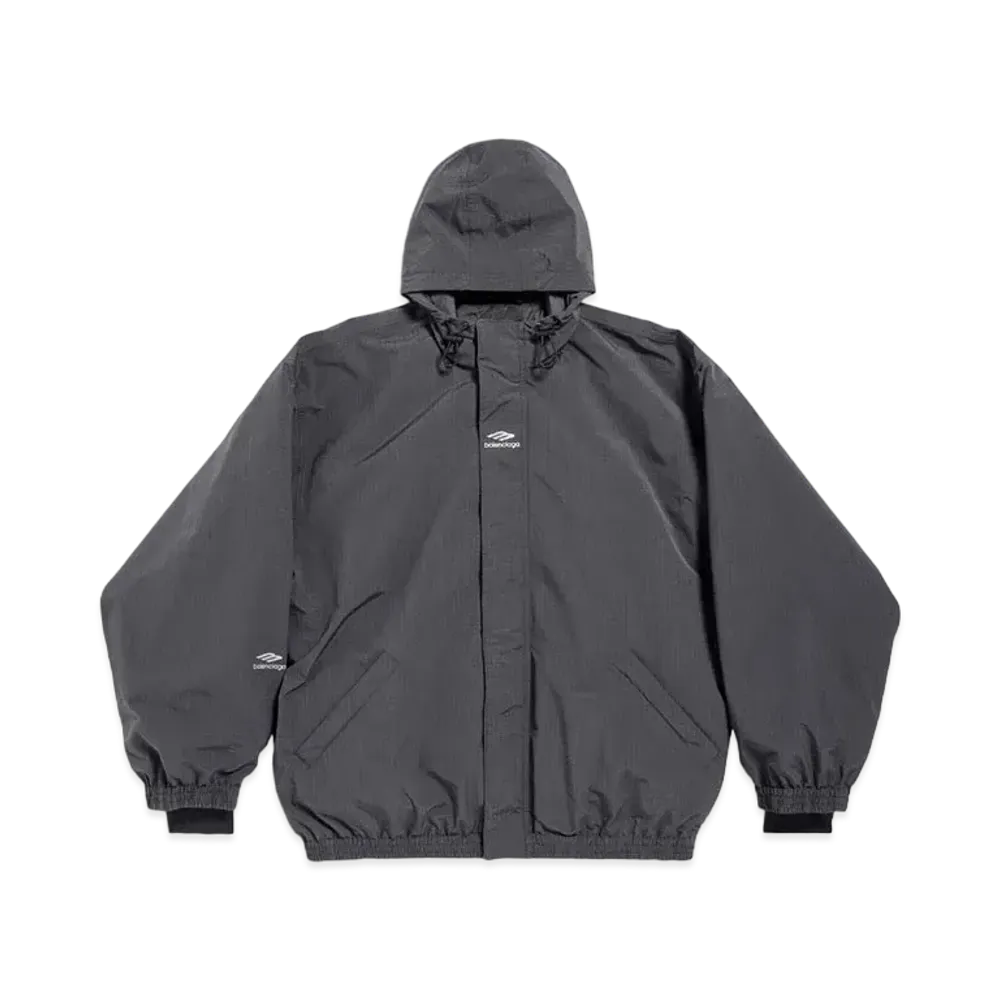 BALENCIAGA Men's 3B Sports Icon Ski Parka Technical Ripstop "Dark Grey"