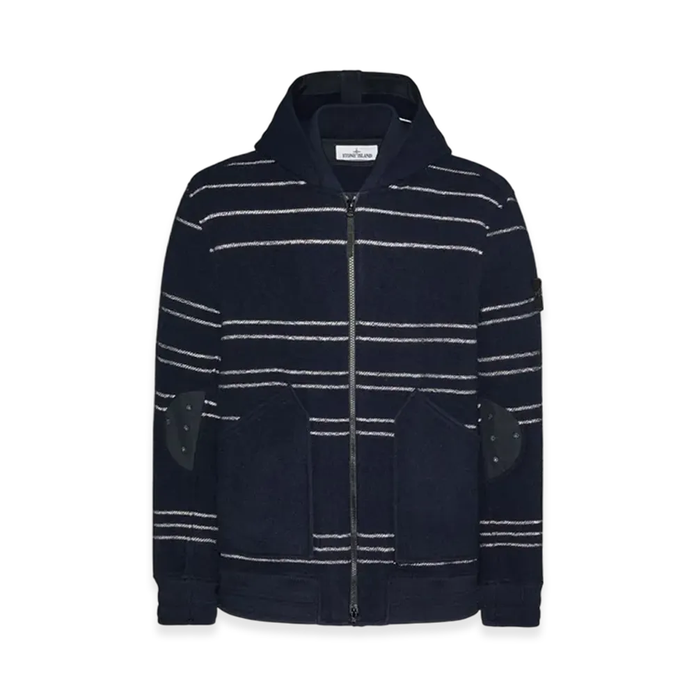 Stone Island 42854 Panno Militare + Righe Reflective Hooded Blouson - 22FW "Navy Blue"