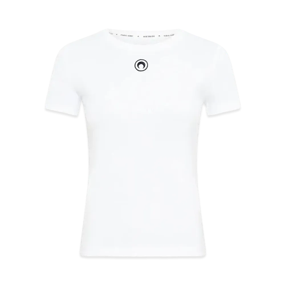 Marine Serre Organic Cotton Ribbed T-Shirt "White"