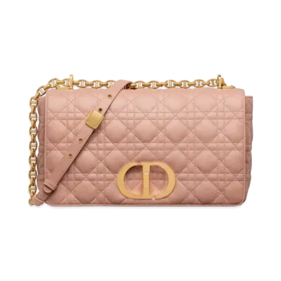 Dior Large Caro Bag Supple Cannage Calfskin "Rose Des Vents"