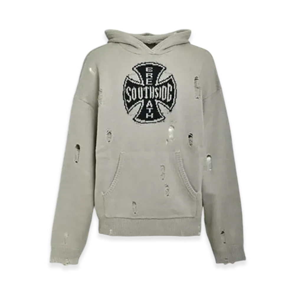 BREATH Southside Cross Damage Mohair Hoodie "Dust"