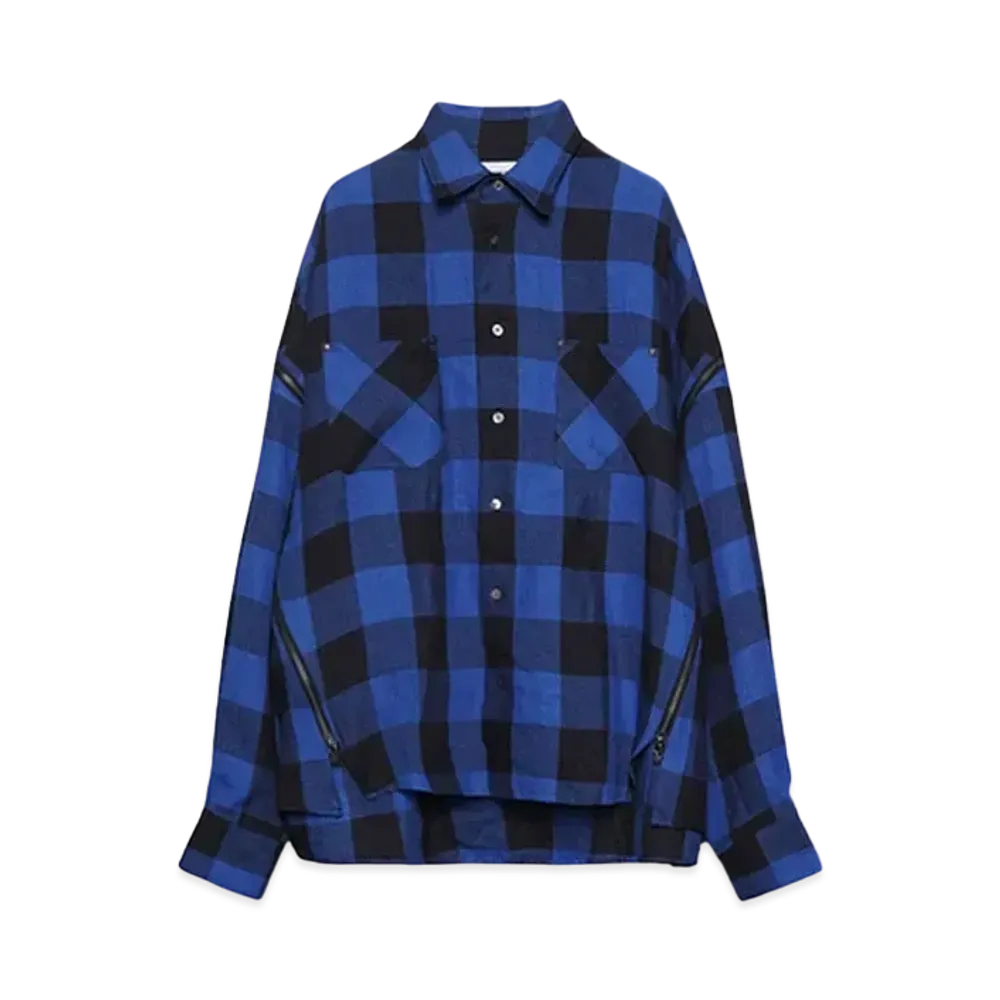 FACETASM BUFFALO CHECK ZIP SHIRT "BLUE CHECK"