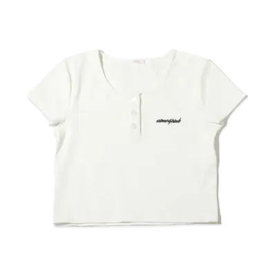 atmos pink Henley Neck Short T "White"