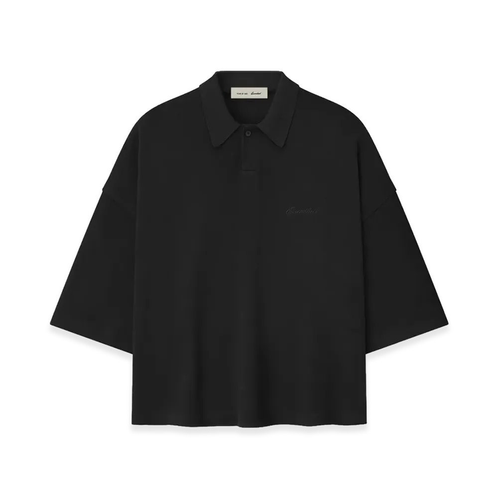 FEAR OF GOD ESSENTIALS Signature 90s Cropped Polo "Vintage Black"