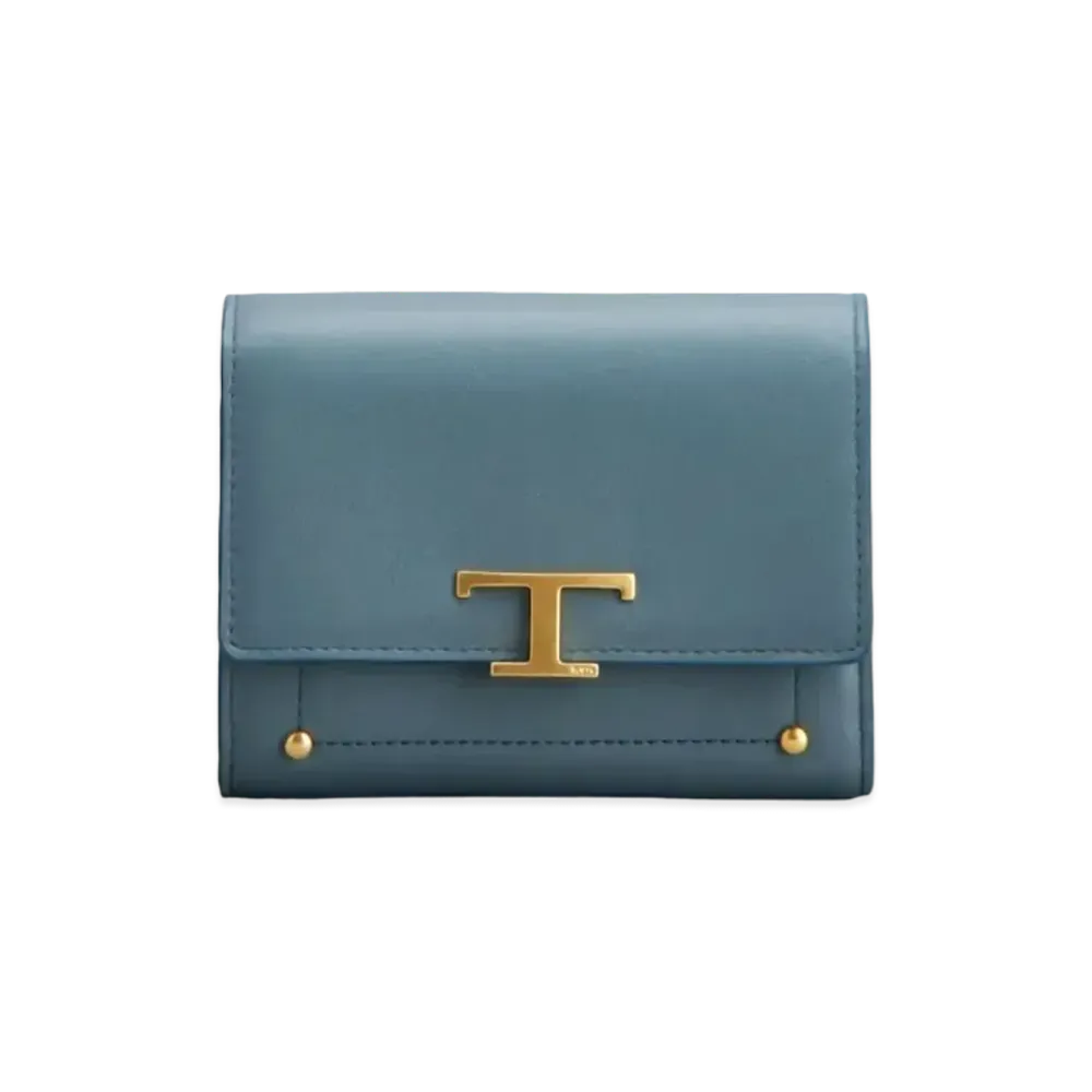 TOD'S T Timeless Wallet In Leather "Blue"