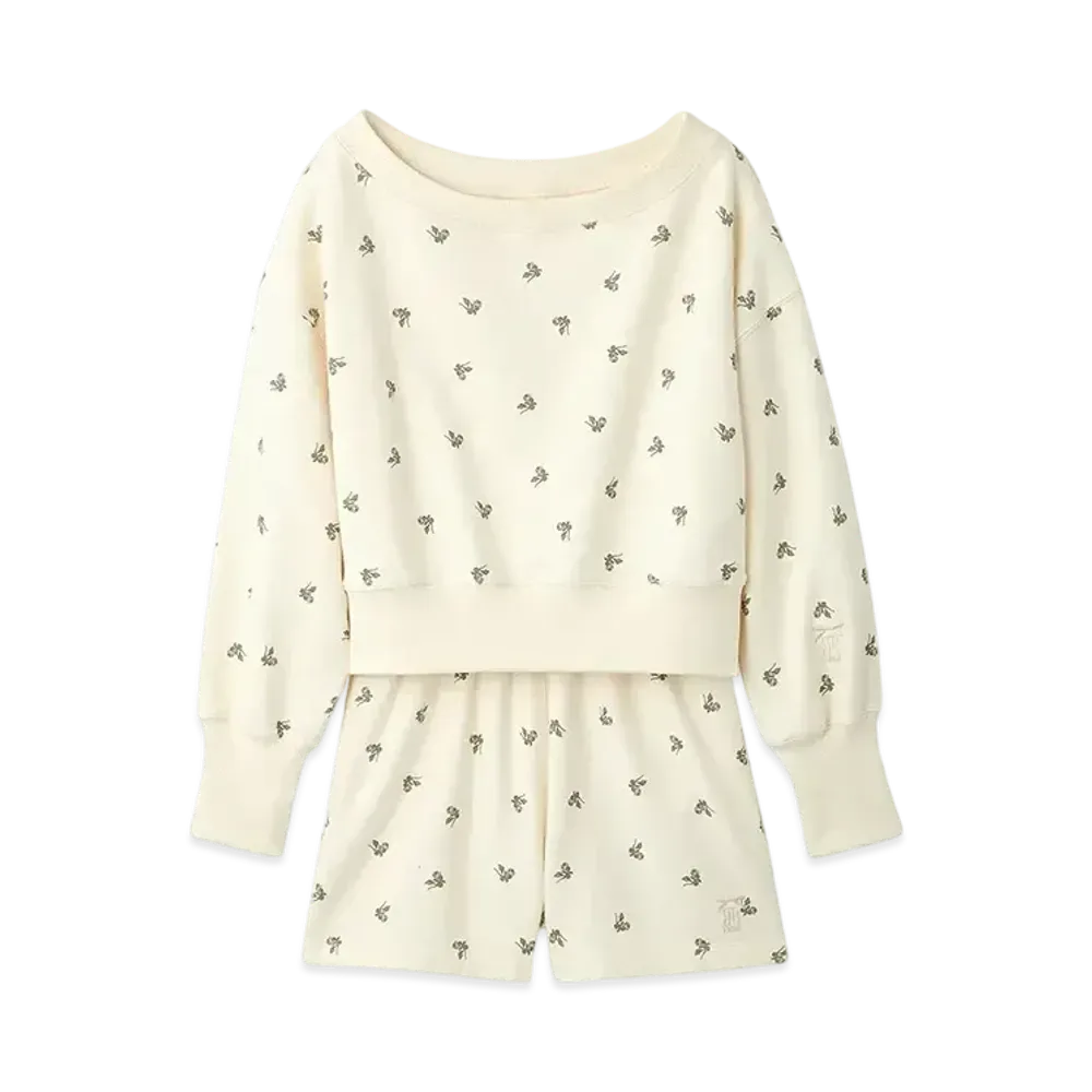 FURFUR x Philly chocolate Small Floral Pattern Sweat Set "Ivory"