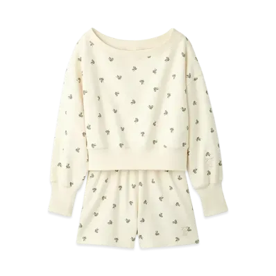 FURFUR x Philly chocolate Small Floral Pattern Sweat Set "Ivory"
