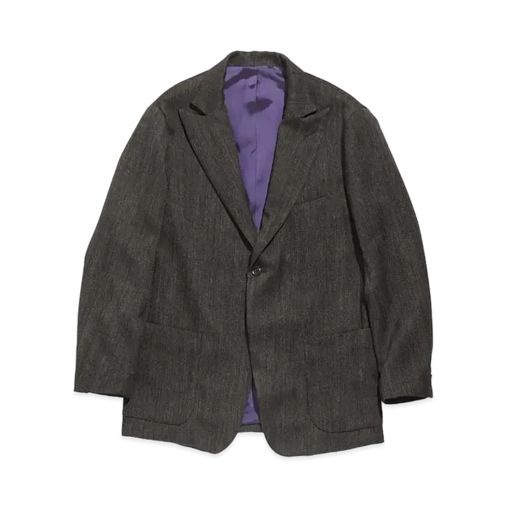 Needles PEAKED LAPEL 1B JACKET - POLY HERRINGBONE "Black"
