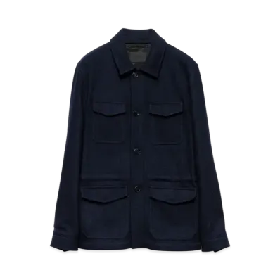 PRADA Men's Wool And Cashmere Safari Jacket "Navy"