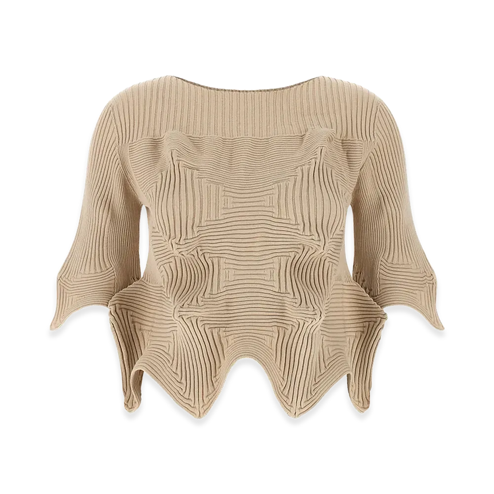 ISSEY MIYAKE Womens Linkage Top "Brown"