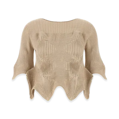 ISSEY MIYAKE Womens Linkage Top "Brown"