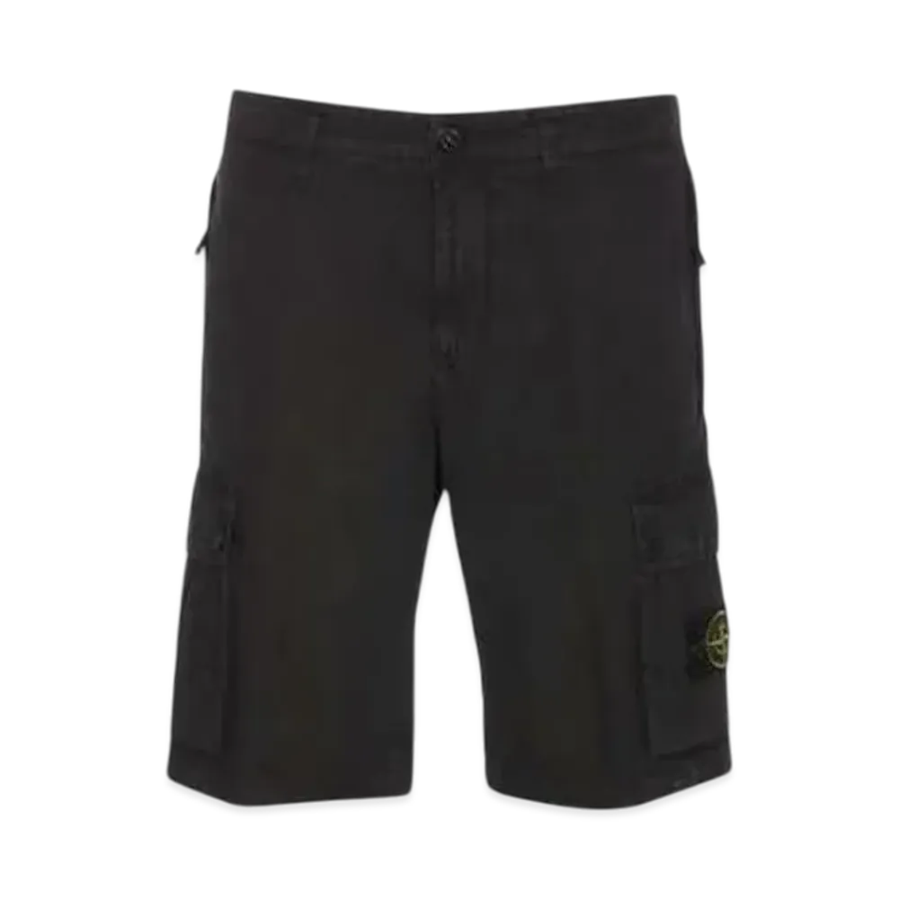 Stone Island L11WA Brushed Cotton Canvas Garment Dyed Bermuda Shorts - 24SS "Black"