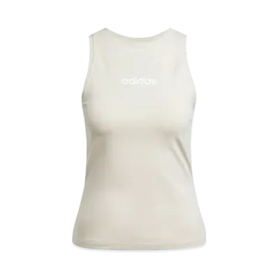 adidas Essentials Linear Slim Cotton Tank Top "Beige/White"