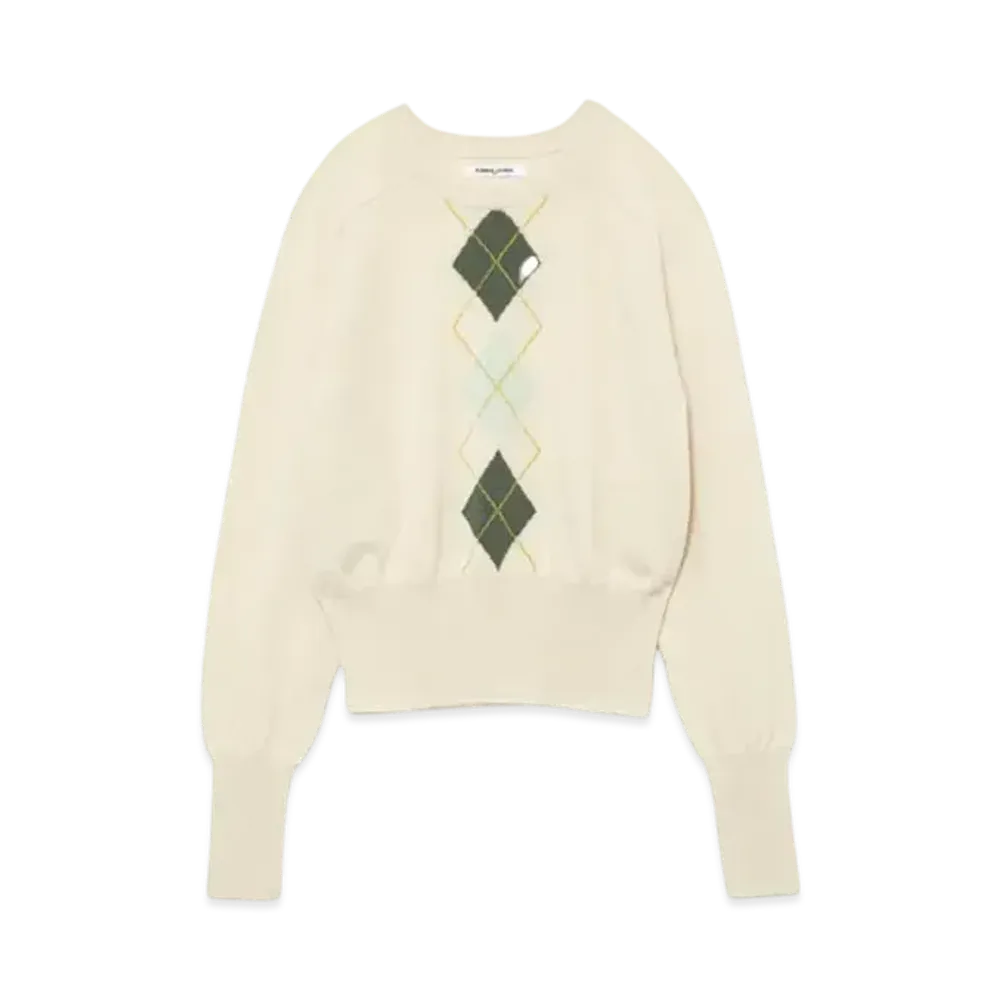 FUMIKA UCHIDA Cashmere Argyle Sweater _Long Sleeve "Ivory"