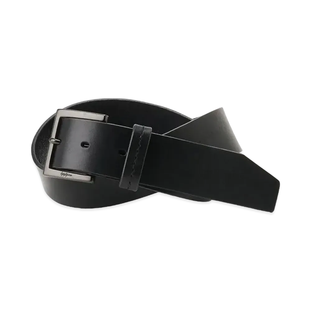 Yohji Yamamoto Pour Homme MAT OIL SOFT 35MM PLAIN BELT "Black"