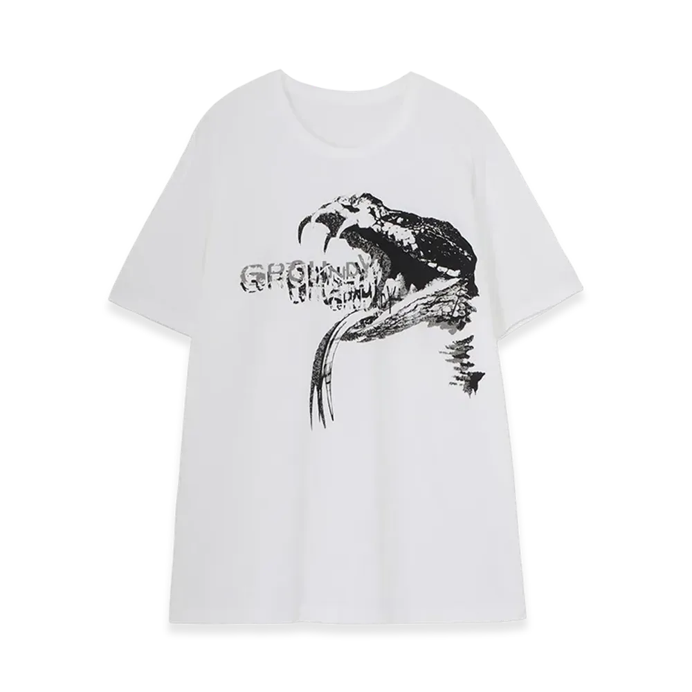 Ground Y Cotton Jersey Snake Graphic T-Shirt "White"