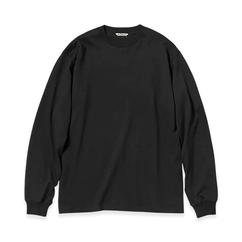 オーラリー ラスタープレーティング ロングスリーブTシャツ "ブラック"