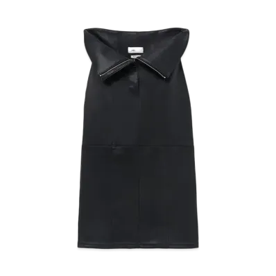 Alexander McQUEEN Foldover Waist Leather Skirt "Black"