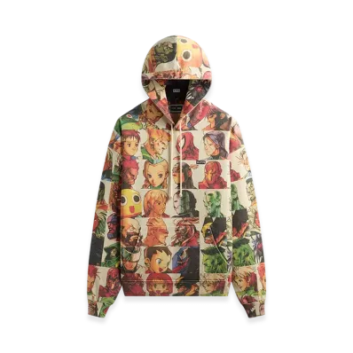 Kith x Marvel vs. Capcom Fighter All-Over Printed Vintage Nelson Hoodie "Sandrift"