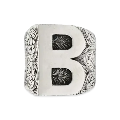 GUCCI Alphabet "B" Silver Ring "Silver"