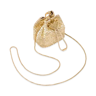 PRADA Embellished Satin Mini Pouch "Platinum"