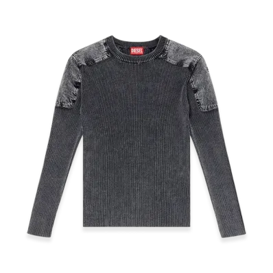 Diesel K-Martin Jumper With Contrast Shoulder PaneLS "Black"