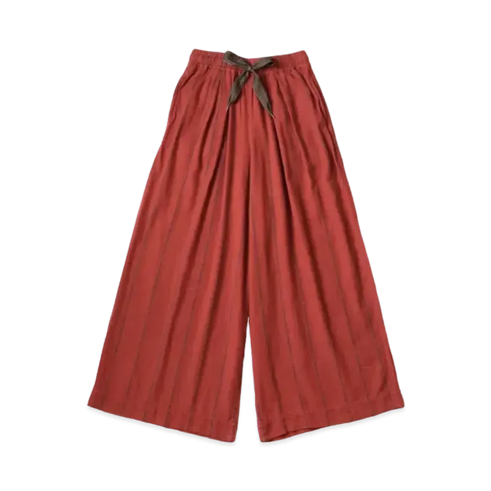 KAPITAL Cotton Linen Siamese Stripes Ludo Baggy Pants "Red Brown"