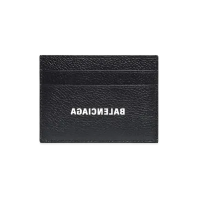 BALENCIAGA Cash Card Holder Grained Calfskin "Black/White"