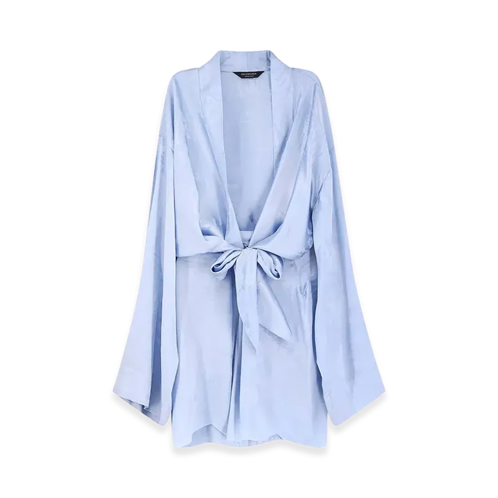 BALENCIAGA Women's Silk Mini Dress "Light Blue"