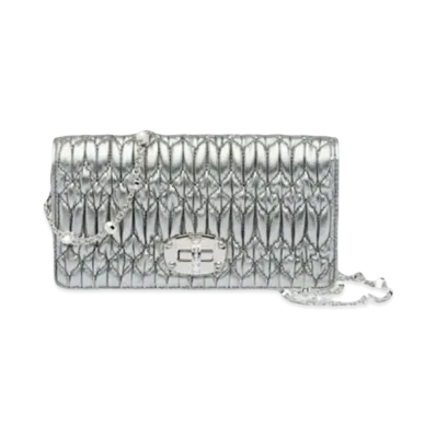 MIU MIU Crystal Nappa Leather Mini Bag "Silver"