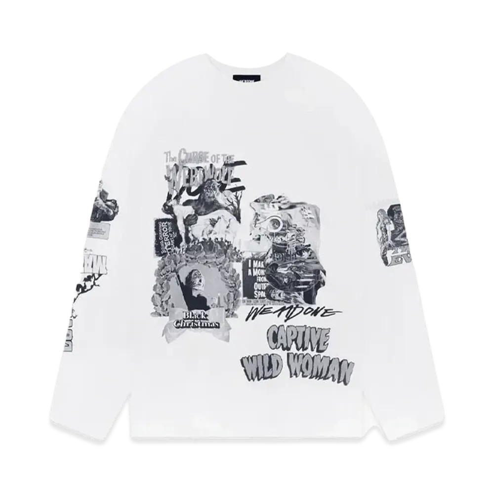 WE11DONE Horror Collage Long-sleeved T-shirt "White"