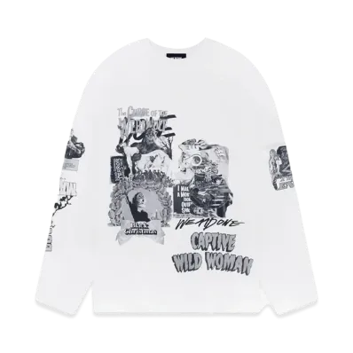 WE11DONE Horror Collage Long-sleeved T-shirt "White"