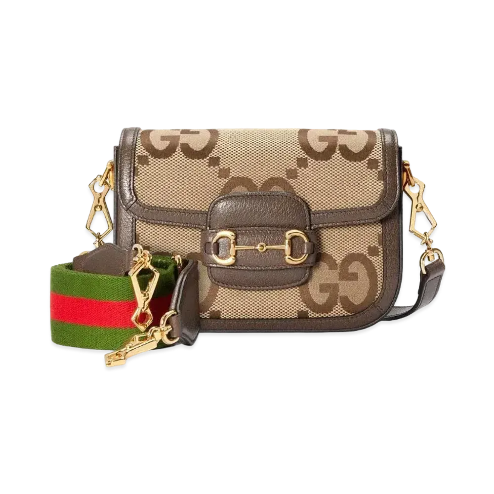 GUCCI Gucci Horse Bit 1955 Jumbo GG Mini Bag "Camel/Ebony"