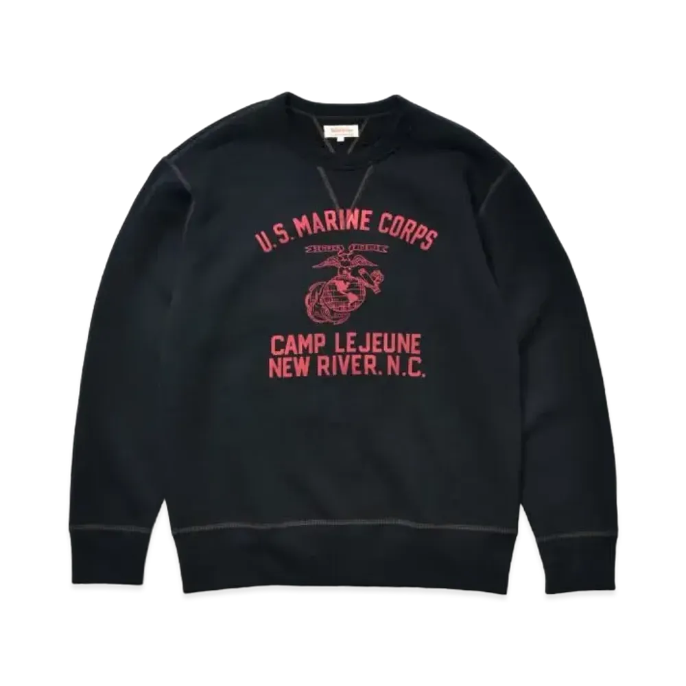 THE REAL McCOY'S Military Print Sweatshirt / Usmc Camp Le "Black"