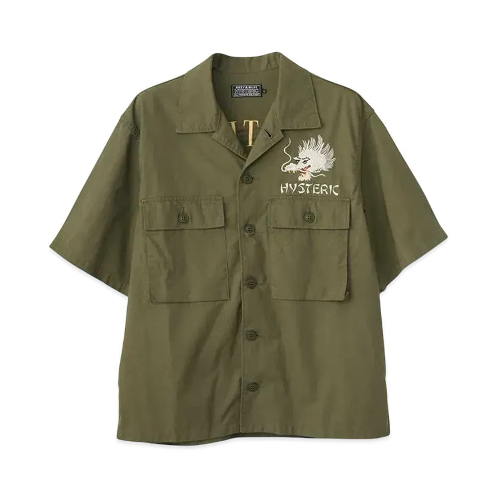 HYSTERIC GLAMOUR Hysteric Dragon Embroidery Utility Shirt "Khaki"
