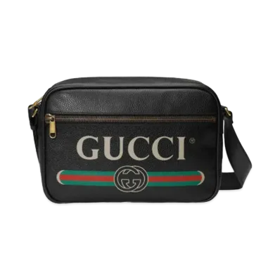 GUCCI Vintage Logo Print Shoulder Bag ”Black”