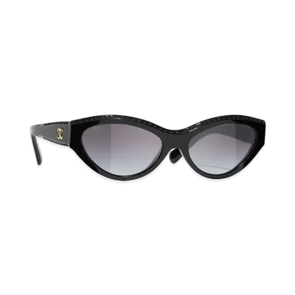 CHANEL Cat Eye Sunglasses Acetate & Strass Gradient "Black/Gray"