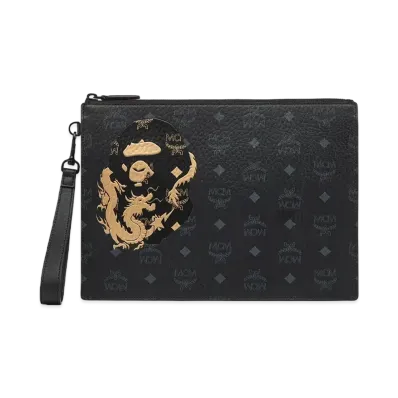 A BATHING APE x MCM Lunar New Year Flat Pouch "Black"