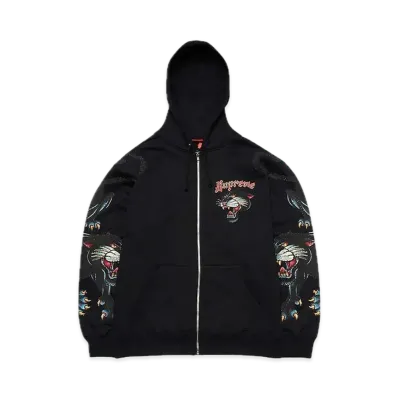 Supreme Panther Zip Up Hooded Sweatshirt "Black"