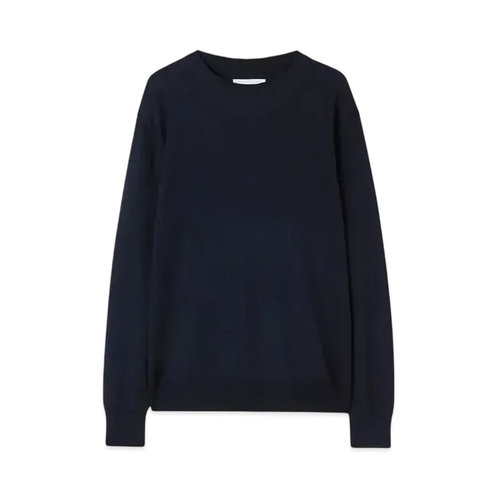 Jil Sander Men's Midweight Wool Crew-Neck Sweater "Midnight"