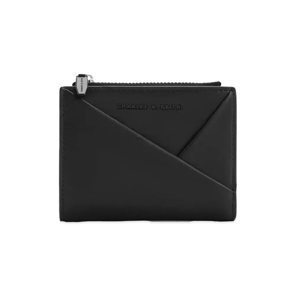 CHARLES & KEITH Midori Geometric Top Zip Wallet "Noir"