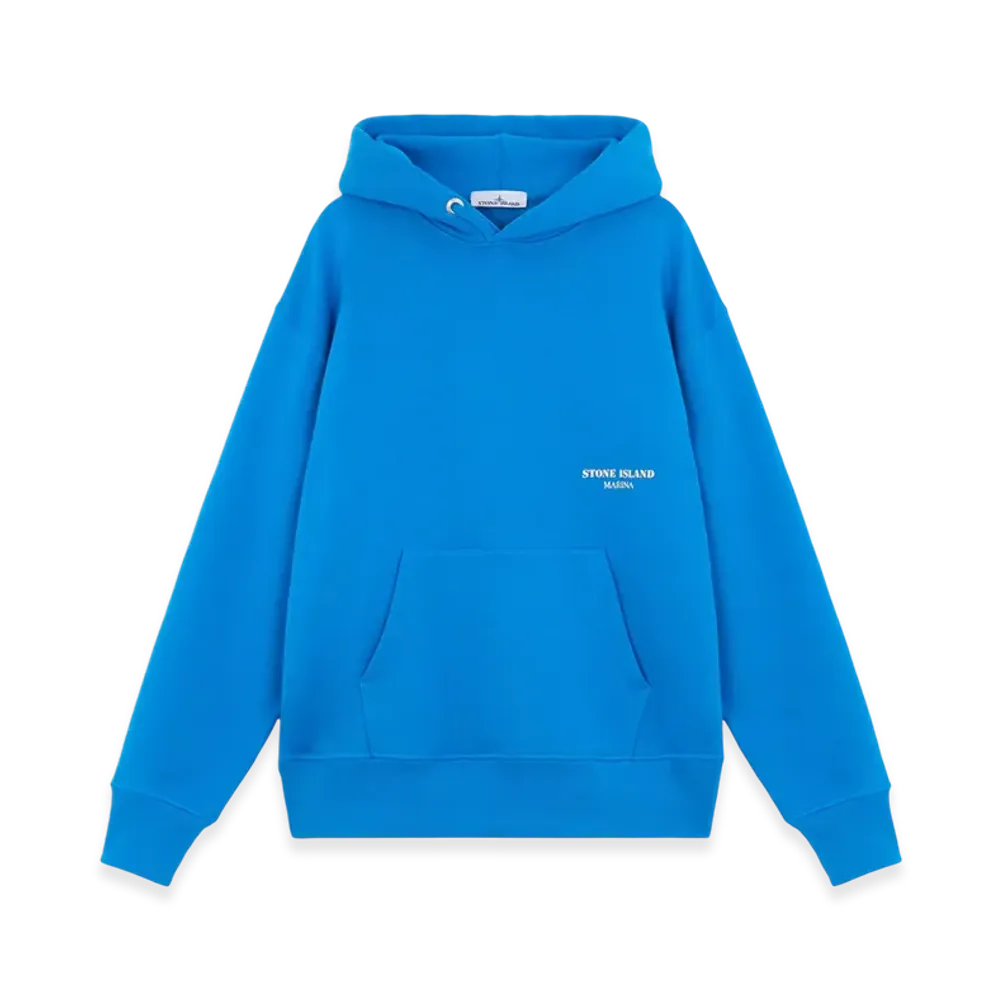 Stone Island 638X5 Cotton Fleece Stone Island Marina Oversized Fit Hooded Sweatshirt - 24FW "Bright Blue"